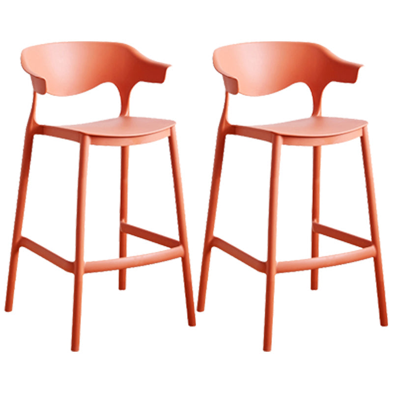 Scandinavian Style PP Bar-stool Square Seat Counter Stool for Kitchen Bar Orange 2 Piece Set Counter Stool(26"H) Clearhalo 'Bar Furniture' 'Bar Stools' 'bar_stools' 'furn' 'furn_bar_stools' 'furniture_bar_stools' 'Kitchen & Dining Furniture' 'kitchen&dining_furn' 'kitchen' 'kitchen_furn' Furniture' 4393024