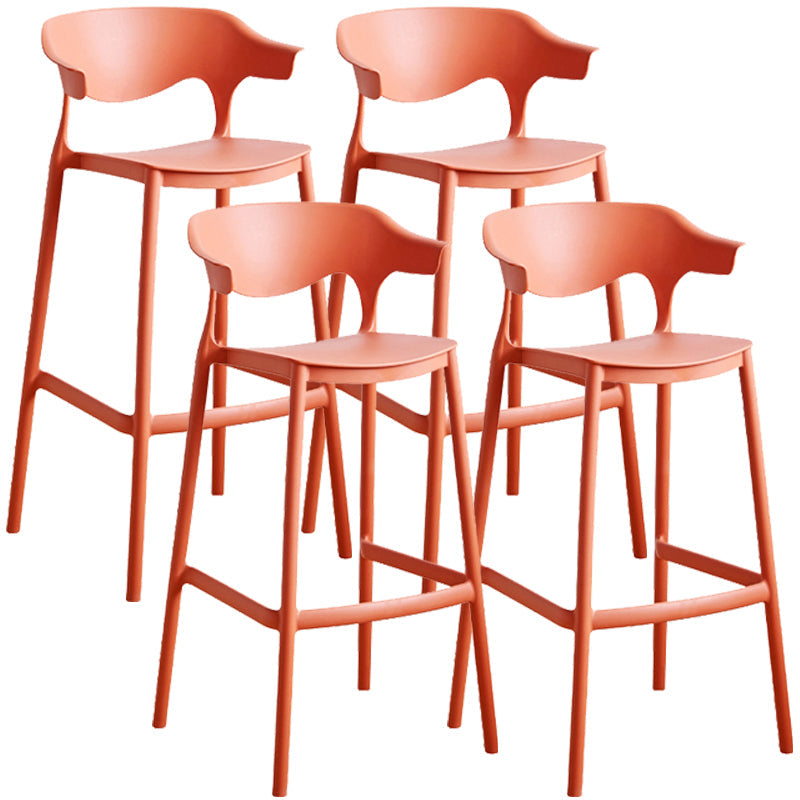 Scandinavian Style PP Bar-stool Square Seat Counter Stool for Kitchen Bar Orange 4 Piece Set Bar Stool(30"H) Clearhalo 'Bar Furniture' 'Bar Stools' 'bar_stools' 'furn' 'furn_bar_stools' 'furniture_bar_stools' 'Kitchen & Dining Furniture' 'kitchen&dining_furn' 'kitchen' 'kitchen_furn' Furniture' 4393025