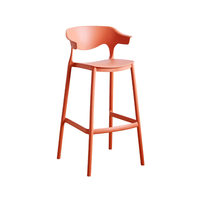 Scandinavian Style PP Bar-stool Square Seat Counter Stool for Kitchen Bar Orange 1 Piece Bar Stool(30"H) Clearhalo 'Bar Furniture' 'Bar Stools' 'bar_stools' 'furn' 'furn_bar_stools' 'furniture_bar_stools' 'Kitchen & Dining Furniture' 'kitchen&dining_furn' 'kitchen' 'kitchen_furn' Furniture' 4393026