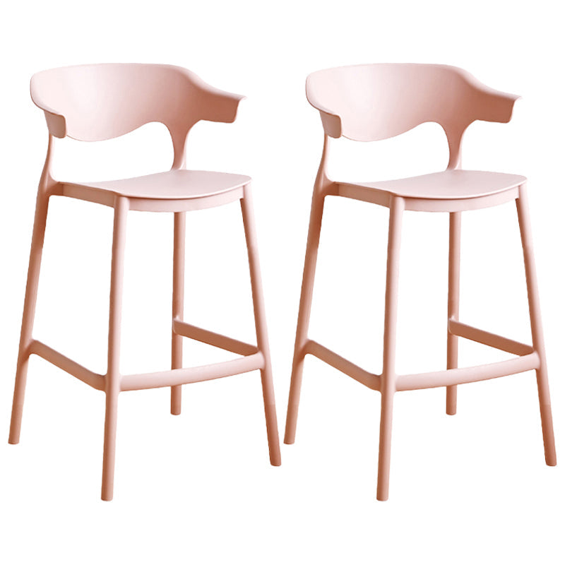 Scandinavian Style PP Bar-stool Square Seat Counter Stool for Kitchen Bar Pink 2 Piece Set Counter Stool(26"H) Clearhalo 'Bar Furniture' 'Bar Stools' 'bar_stools' 'furn' 'furn_bar_stools' 'furniture_bar_stools' 'Kitchen & Dining Furniture' 'kitchen&dining_furn' 'kitchen' 'kitchen_furn' Furniture' 4393042