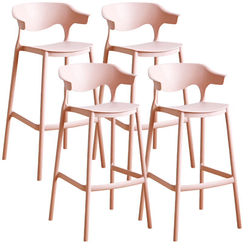 Scandinavian Style PP Bar-stool Square Seat Counter Stool for Kitchen Bar Pink 4 Piece Set Bar Stool(30"H) Clearhalo 'Bar Furniture' 'Bar Stools' 'bar_stools' 'furn' 'furn_bar_stools' 'furniture_bar_stools' 'Kitchen & Dining Furniture' 'kitchen&dining_furn' 'kitchen' 'kitchen_furn' Furniture' 4393043