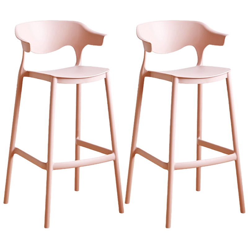 Scandinavian Style PP Bar-stool Square Seat Counter Stool for Kitchen Bar Pink 2 Piece Set Bar Stool(30"H) Clearhalo 'Bar Furniture' 'Bar Stools' 'bar_stools' 'furn' 'furn_bar_stools' 'furniture_bar_stools' 'Kitchen & Dining Furniture' 'kitchen&dining_furn' 'kitchen' 'kitchen_furn' Furniture' 4393045