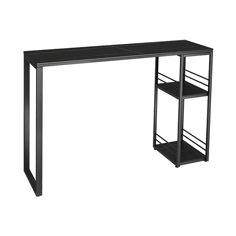 Stone Top Industrial Style Counter Table 42-inch Height Table for Balcony 47.2"L x 15.7"W x 41.3"H Black Without Chairs Clearhalo 'Bar Furniture' 'Bar Tables' 'bar_tables' 'furn' 'furn_bar_tables' 'Furniture' 'furniture_bar_tables' 'Kitchen & Dining Furniture' 'kitchen&dining_furn' 'kitchen' 4393055