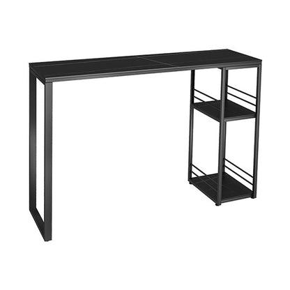 Stone Top Industrial Style Counter Table 42-inch Height Table for Balcony 47.2"L x 15.7"W x 41.3"H Black Without Chairs Clearhalo 'Bar Furniture' 'Bar Tables' 'bar_tables' 'furn' 'furn_bar_tables' 'Furniture' 'furniture_bar_tables' 'Kitchen & Dining Furniture' 'kitchen&dining_furn' 'kitchen' 4393055