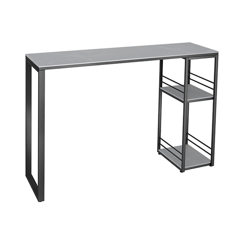 Stone Top Industrial Style Counter Table 42-inch Height Table for Balcony 47.2"L x 15.7"W x 41.3"H Grey Without Chairs Clearhalo 'Bar Furniture' 'Bar Tables' 'bar_tables' 'furn' 'furn_bar_tables' 'Furniture' 'furniture_bar_tables' 'Kitchen & Dining Furniture' 'kitchen&dining_furn' 'kitchen' 4393057