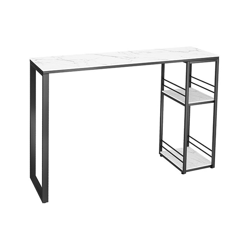 Stone Top Industrial Style Counter Table 42-inch Height Table for Balcony 47.2"L x 15.7"W x 41.3"H White Without Chairs Clearhalo 'Bar Furniture' 'Bar Tables' 'bar_tables' 'furn' 'furn_bar_tables' 'Furniture' 'furniture_bar_tables' 'Kitchen & Dining Furniture' 'kitchen&dining_furn' 'kitchen' 4393060