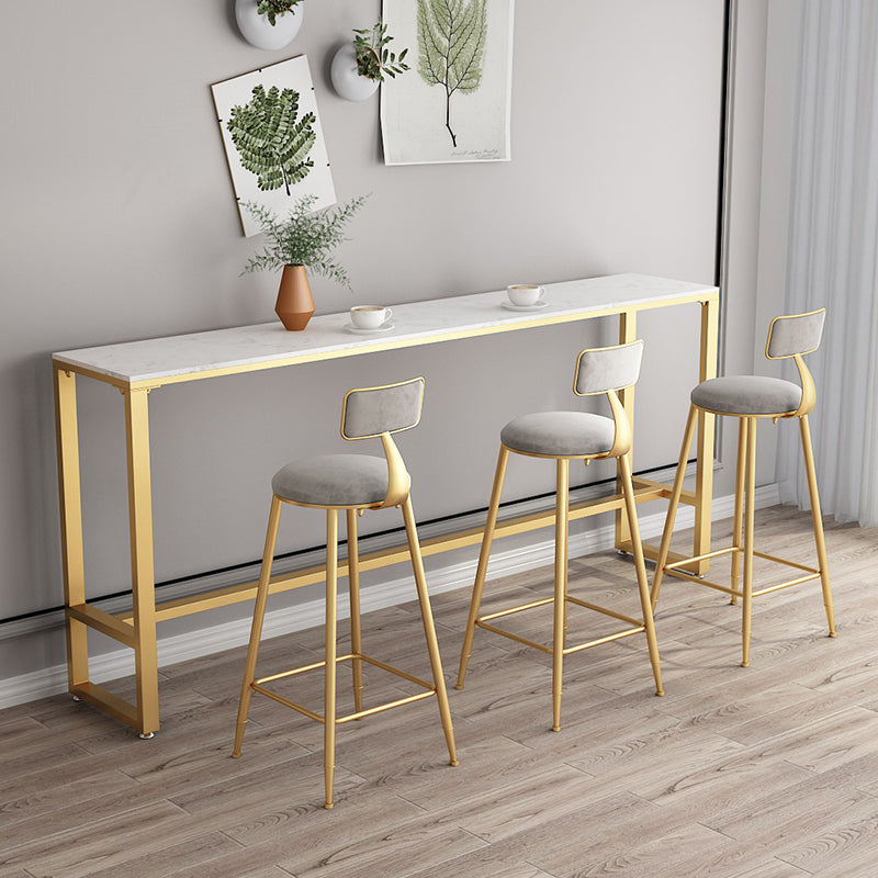 42-inch Height Cocktail Bar Table Glam Style Stone Top Bar Table for Living Room 94.5"L x 15.7"W x 41.3"H Without Chairs Clearhalo 'Bar Furniture' 'Bar Tables' 'bar_tables' 'furn' 'furn_bar_tables' 'Furniture' 'furniture_bar_tables' 'Kitchen & Dining Furniture' 'kitchen&dining_furn' 'kitchen' 4393069