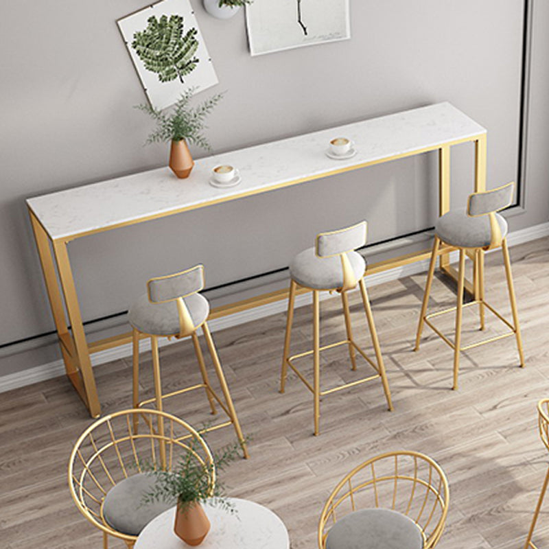 42-inch Height Cocktail Bar Table Glam Style Stone Top Bar Table for Living Room 78.7"L x 15.7"W x 41.3"H Without Chairs Clearhalo 'Bar Furniture' 'Bar Tables' 'bar_tables' 'furn' 'furn_bar_tables' 'Furniture' 'furniture_bar_tables' 'Kitchen & Dining Furniture' 'kitchen&dining_furn' 'kitchen' 4393072