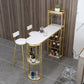 Glam Iron Bar Table Faux Marble White Top 41.3"H Bistro Table with Wine Glass Holders 63"L x 15.7"W x 41.3"H Gold Without Chairs Clearhalo 'Bar Furniture' 'Bar Tables' 'bar_tables' 'furn' 'furn_bar_tables' 'Furniture' 'furniture_bar_tables' 'Kitchen & Dining Furniture' 'kitchen&dining_furn' 'kitchen' 4393087