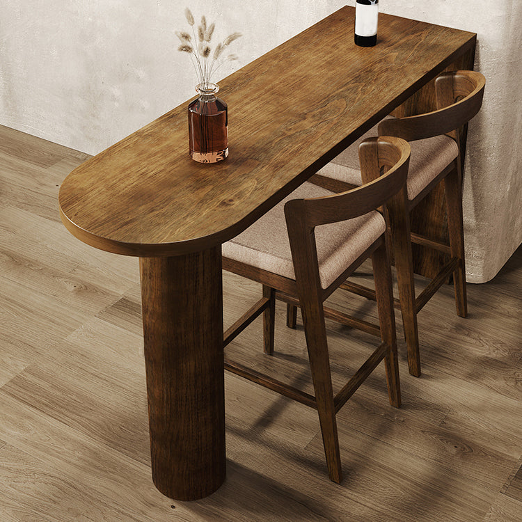 Industrial Distressed Wood Bar Table Natural Specialty Top 41.3"H Bistro Table 55.1"L x 17.7"W x 41.3"H Without Chairs Clearhalo 'Bar Furniture' 'Bar Tables' 'bar_tables' 'furn' 'furn_bar_tables' 'Furniture' 'furniture_bar_tables' 'Kitchen & Dining Furniture' 'kitchen&dining_furn' 'kitchen' 4393119