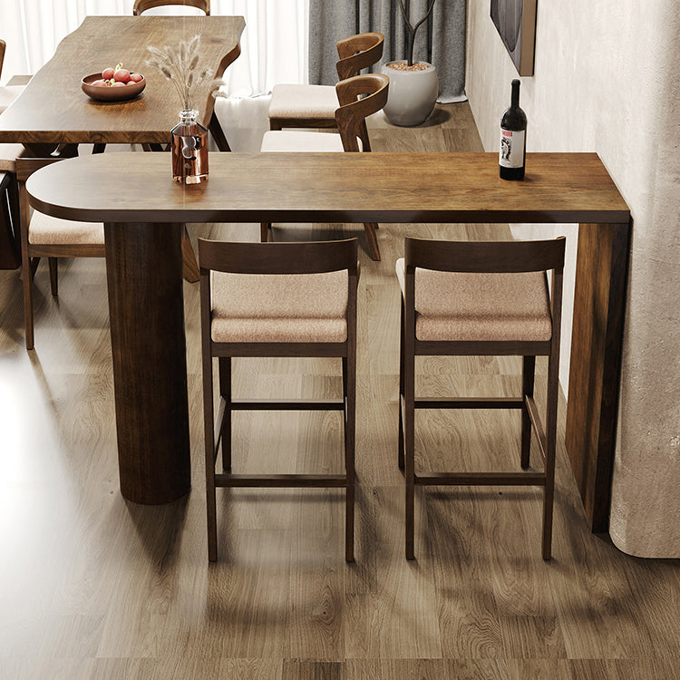 Industrial Distressed Wood Bar Table Natural Specialty Top 41.3"H Bistro Table 63"L x 17.7"W x 41.3"H Without Chairs Clearhalo 'Bar Furniture' 'Bar Tables' 'bar_tables' 'furn' 'furn_bar_tables' 'Furniture' 'furniture_bar_tables' 'Kitchen & Dining Furniture' 'kitchen&dining_furn' 'kitchen' 4393120