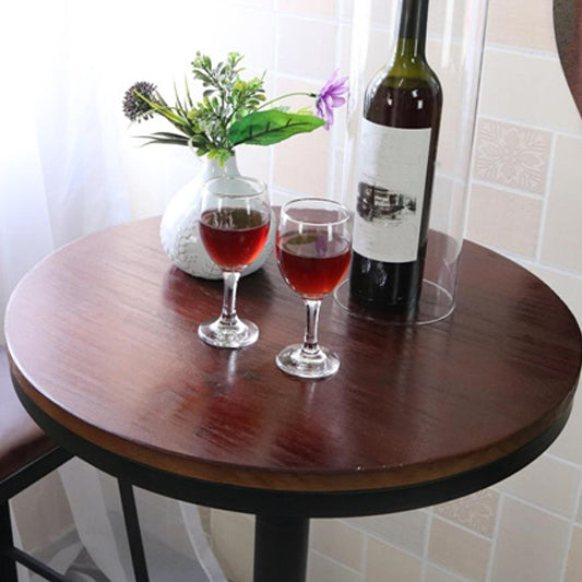 Industrial Style Black Iron Bar Table Brown Wood Top Bistro Table for Cafe Clearhalo 'Bar Furniture' 'Bar Tables' 'bar_tables' 'furn' 'furn_bar_tables' 'Furniture' 'furniture_bar_tables' 'Kitchen & Dining Furniture' 'kitchen&dining_furn' 'kitchen' 4393137