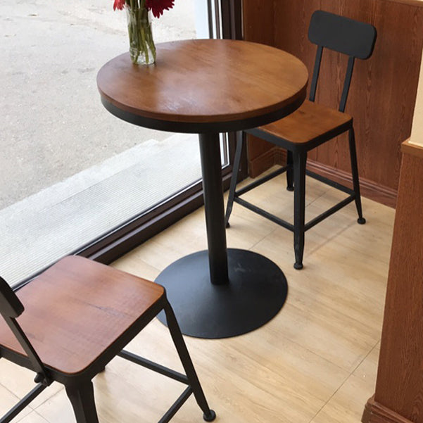 Industrial Style Black Iron Bar Table Brown Wood Top Bistro Table for Cafe Clearhalo 'Bar Furniture' 'Bar Tables' 'bar_tables' 'furn' 'furn_bar_tables' 'Furniture' 'furniture_bar_tables' 'Kitchen & Dining Furniture' 'kitchen&dining_furn' 'kitchen' 4393140