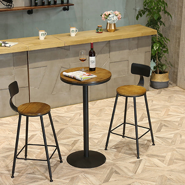 Wood Top Cocktail Bar Table Industrial Style Metal Base Bar Height Table for Coffee Shop Clearhalo 'Bar Furniture' 'Bar Tables' 'bar_tables' 'furn' 'furn_bar_tables' 'Furniture' 'furniture_bar_tables' 'Kitchen & Dining Furniture' 'kitchen&dining_furn' 'kitchen' 4393158
