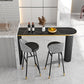 Industrial Bar Table Stone Top Pub Table with Iron Base for Dining Room 63"L x 15.7"W x 41.3"H Black Without Chairs Clearhalo 'Bar Furniture' 'Bar Tables' 'bar_tables' 'furn' 'furn_bar_tables' 'Furniture' 'furniture_bar_tables' 'Kitchen & Dining Furniture' 'kitchen&dining_furn' 'kitchen' 4393166