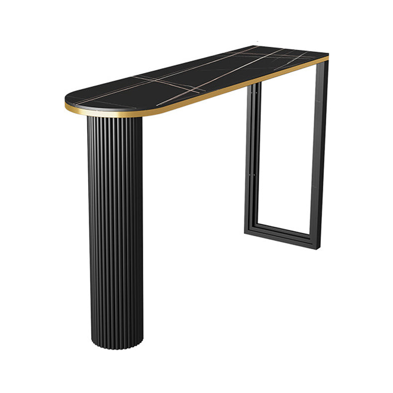 Industrial Bar Table Stone Top Pub Table with Iron Base for Dining Room Black Without Chairs Clearhalo 'Bar Furniture' 'Bar Tables' 'bar_tables' 'furn' 'furn_bar_tables' 'Furniture' 'furniture_bar_tables' 'Kitchen & Dining Furniture' 'kitchen&dining_furn' 'kitchen' 4393168