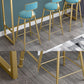 Modern Rectangle Bar Dining Table White Top Bar Height Table with Iron Base in Gold Clearhalo 'Bar Furniture' 'Bar Tables' 'bar_tables' 'furn' 'furn_bar_tables' 'Furniture' 'furniture_bar_tables' 'Kitchen & Dining Furniture' 'kitchen&dining_furn' 'kitchen' 4393207