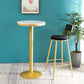Glam Round Faux Marble Bistro Table Indoor Gold Iron Bar Dining Table with Single Pedestal Clearhalo 'Bar Furniture' 'Bar Tables' 'bar_tables' 'furn' 'furn_bar_tables' 'Furniture' 'furniture_bar_tables' 'Kitchen & Dining Furniture' 'kitchen&dining_furn' 'kitchen' 4393234