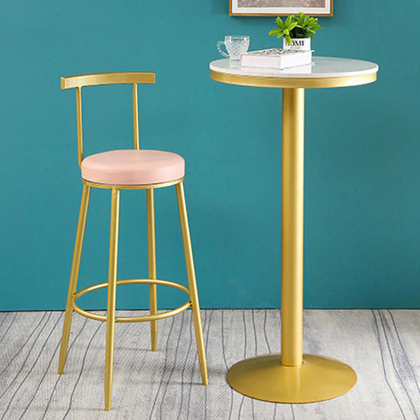 Glam Round Faux Marble Bistro Table Indoor Gold Iron Bar Dining Table with Single Pedestal Clearhalo 'Bar Furniture' 'Bar Tables' 'bar_tables' 'furn' 'furn_bar_tables' 'Furniture' 'furniture_bar_tables' 'Kitchen & Dining Furniture' 'kitchen&dining_furn' 'kitchen' 4393241