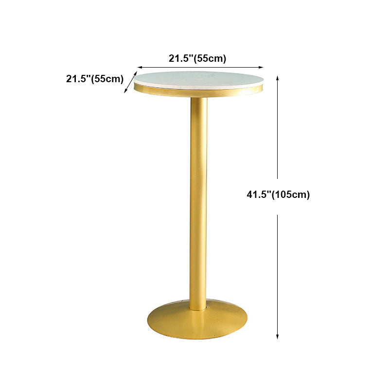 Glam Round Faux Marble Bistro Table Indoor Gold Iron Bar Dining Table with Single Pedestal Clearhalo 'Bar Furniture' 'Bar Tables' 'bar_tables' 'furn' 'furn_bar_tables' 'Furniture' 'furniture_bar_tables' 'Kitchen & Dining Furniture' 'kitchen&dining_furn' 'kitchen' 4393245