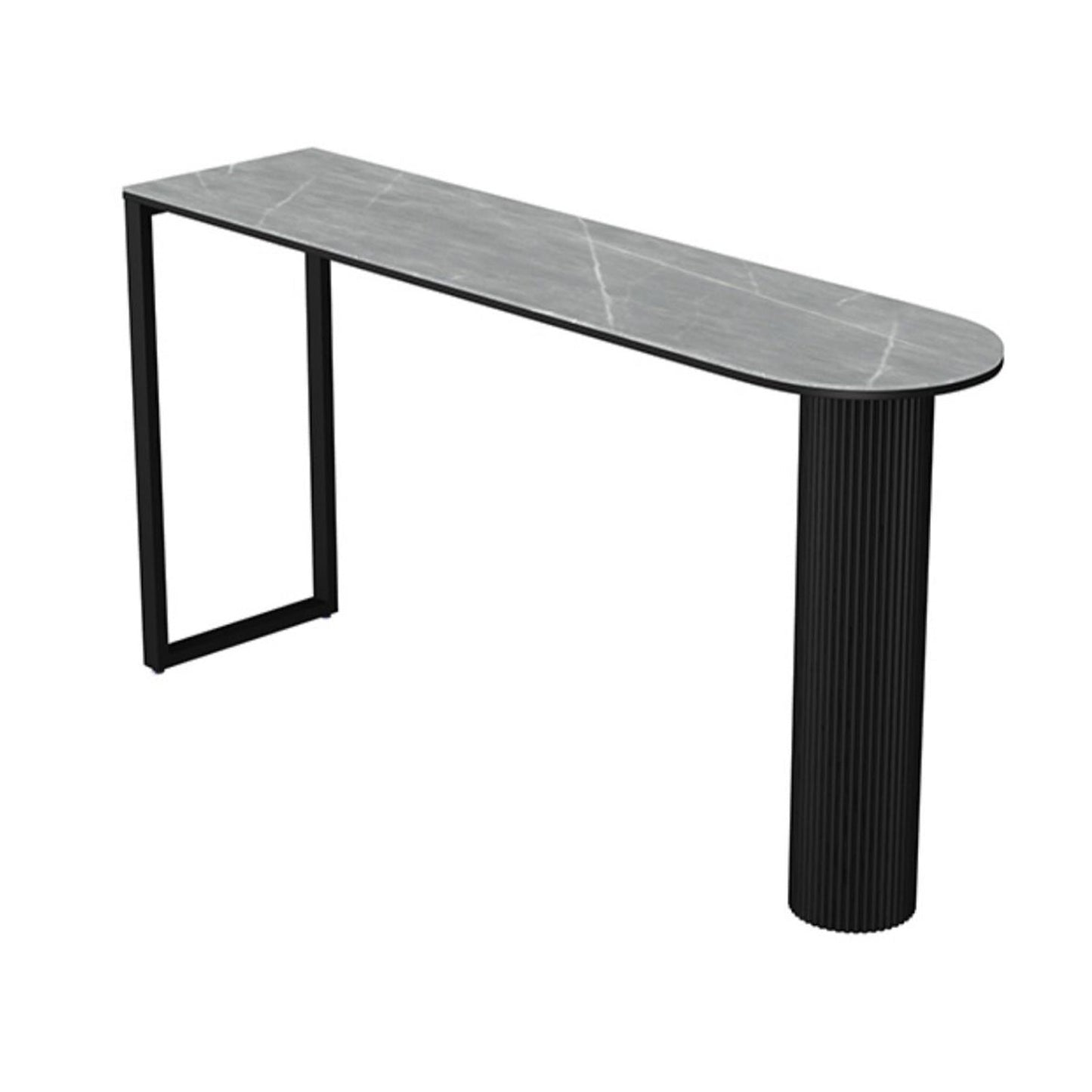 Glam Stone Pub Bar Table Indoor Iron Double Pedestal Bar Dining Table Black Gray Clearhalo 'Bar Furniture' 'Bar Tables' 'bar_tables' 'furn' 'furn_bar_tables' 'Furniture' 'furniture_bar_tables' 'Kitchen & Dining Furniture' 'kitchen&dining_furn' 'kitchen' 4393253