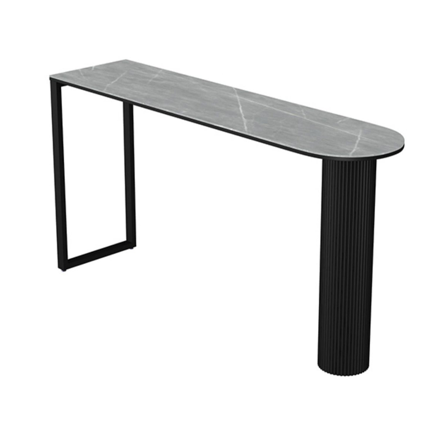 Glam Stone Pub Bar Table Indoor Iron Double Pedestal Bar Dining Table Black Gray Clearhalo 'Bar Furniture' 'Bar Tables' 'bar_tables' 'furn' 'furn_bar_tables' 'Furniture' 'furniture_bar_tables' 'Kitchen & Dining Furniture' 'kitchen&dining_furn' 'kitchen' 4393253