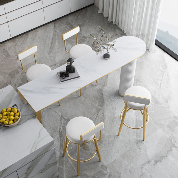 Glam Stone Pub Bar Table Indoor Iron Double Pedestal Bar Dining Table Clearhalo 'Bar Furniture' 'Bar Tables' 'bar_tables' 'furn' 'furn_bar_tables' 'Furniture' 'furniture_bar_tables' 'Kitchen & Dining Furniture' 'kitchen&dining_furn' 'kitchen' 4393259