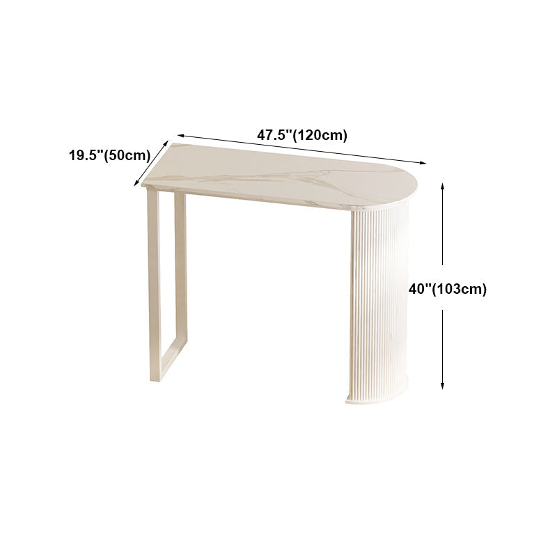 Industrial White Stone Pub Bar Table Indoor Steel Bar Dining Table with Double Pedestal Clearhalo 'Bar Furniture' 'Bar Tables' 'bar_tables' 'furn' 'furn_bar_tables' 'Furniture' 'furniture_bar_tables' 'Kitchen & Dining Furniture' 4393272