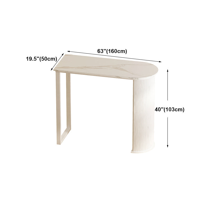 Industrial White Stone Pub Bar Table Indoor Steel Bar Dining Table with Double Pedestal Clearhalo 'Bar Furniture' 'Bar Tables' 'bar_tables' 'furn' 'furn_bar_tables' 'Furniture' 'furniture_bar_tables' 'Kitchen & Dining Furniture' 4393274
