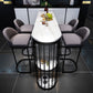 Glam White Stone Bistro Table Indoor Iron Double Pedestal Bar Dining Table with 2-Shelf 63"L x 15.7"W x 41.3"H Black Without Chairs Clearhalo 'Bar Furniture' 'Bar Tables' 'bar_tables' 'furn' 'furn_bar_tables' 'Furniture' 'furniture_bar_tables' 'Kitchen & Dining Furniture' 4393280