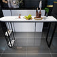 Glam White Stone Bistro Table Indoor Iron Double Pedestal Bar Dining Table with 2-Shelf Clearhalo 'Bar Furniture' 'Bar Tables' 'bar_tables' 'furn' 'furn_bar_tables' 'Furniture' 'furniture_bar_tables' 'Kitchen & Dining Furniture' 4393288