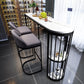 Glam White Stone Bistro Table Indoor Iron Double Pedestal Bar Dining Table with 2-Shelf Clearhalo 'Bar Furniture' 'Bar Tables' 'bar_tables' 'furn' 'furn_bar_tables' 'Furniture' 'furniture_bar_tables' 'Kitchen & Dining Furniture' 4393289