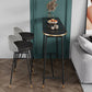 Industrial Iron Bar Table Faux Marble Specialty Top 41.3"H Bistro Table with Footrest 63"L x 15.7"W x 41.3"H Black Without Chairs Clearhalo 'Bar Furniture' 'Bar Tables' 'bar_tables' 'furn' 'furn_bar_tables' 'Furniture' 'furniture_bar_tables' 'Kitchen & Dining Furniture' 4393300