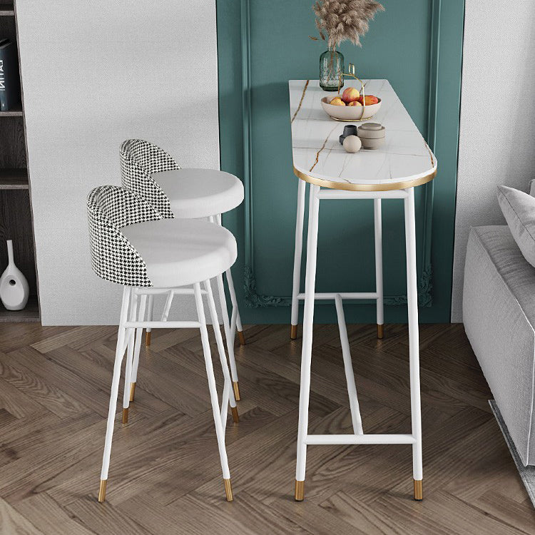 Industrial Iron Bar Table Faux Marble Specialty Top 41.3"H Bistro Table with Footrest Clearhalo 'Bar Furniture' 'Bar Tables' 'bar_tables' 'furn' 'furn_bar_tables' 'Furniture' 'furniture_bar_tables' 'Kitchen & Dining Furniture' 4393304
