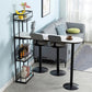 Glam Iron Bar Table Faux Marble White Top 41.3"H Bistro Table with Wine Rack 63"L x 15.7"W x 41.3"H Black Without Chairs Clearhalo 'Bar Furniture' 'Bar Tables' 'bar_tables' 'furn' 'furn_bar_tables' 'Furniture' 'furniture_bar_tables' 'Kitchen & Dining Furniture' 4393314