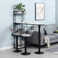 Glam Iron Bar Table Faux Marble White Top 41.3"H Bistro Table with Wine Rack 55.1"L x 15.7"W x 41.3"H Black Without Chairs Clearhalo 'Bar Furniture' 'Bar Tables' 'bar_tables' 'furn' 'furn_bar_tables' 'Furniture' 'furniture_bar_tables' 'Kitchen & Dining Furniture' 4393315