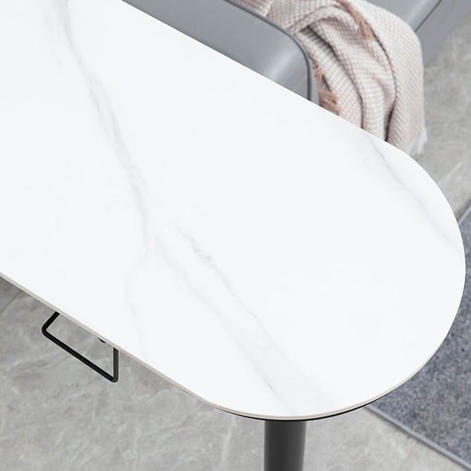 Glam Iron Bar Table Faux Marble White Top 41.3"H Bistro Table with Wine Rack Clearhalo 'Bar Furniture' 'Bar Tables' 'bar_tables' 'furn' 'furn_bar_tables' 'Furniture' 'furniture_bar_tables' 'Kitchen & Dining Furniture' 4393317