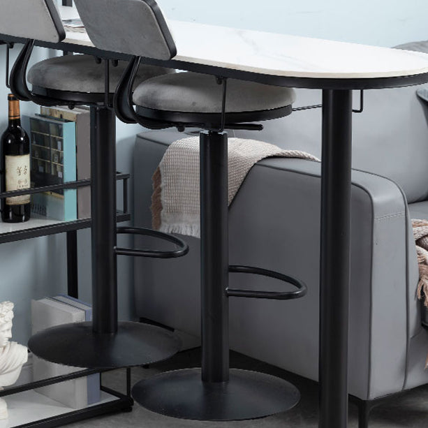 Glam Iron Bar Table Faux Marble White Top 41.3"H Bistro Table with Wine Rack Clearhalo 'Bar Furniture' 'Bar Tables' 'bar_tables' 'furn' 'furn_bar_tables' 'Furniture' 'furniture_bar_tables' 'Kitchen & Dining Furniture' 4393318