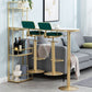 Glam Iron Bar Table Faux Marble White Top 41.3"H Bistro Table with Wine Rack Clearhalo 'Bar Furniture' 'Bar Tables' 'bar_tables' 'furn' 'furn_bar_tables' 'Furniture' 'furniture_bar_tables' 'Kitchen & Dining Furniture' 4393320