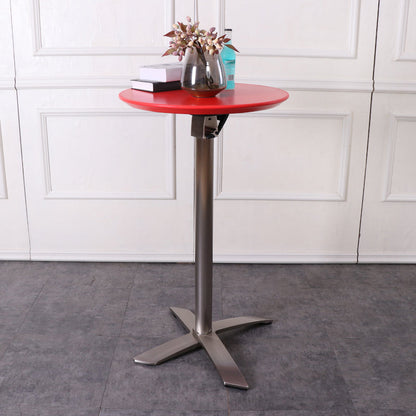 Industrial Folding Metal Bar Table Round Plastic Top 41.3"H Bistro Table Red Without Chairs Clearhalo 'Bar Furniture' 'Bar Tables' 'bar_tables' 'furn' 'furn_bar_tables' 'Furniture' 'furniture_bar_tables' 'Kitchen & Dining Furniture' 4393345