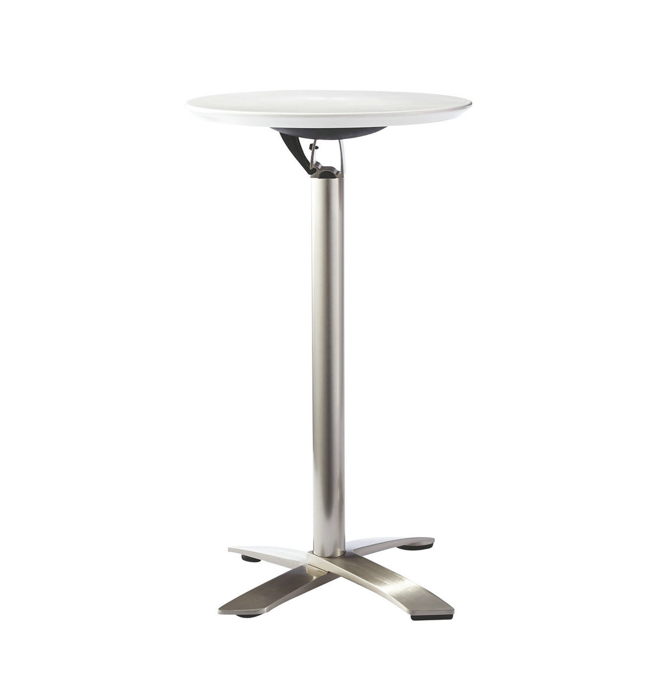 Industrial Folding Metal Bar Table Round Plastic Top 41.3"H Bistro Table 31.5"L x 31.5"W x 41.3"H White Without Chairs Clearhalo 'Bar Furniture' 'Bar Tables' 'bar_tables' 'furn' 'furn_bar_tables' 'Furniture' 'furniture_bar_tables' 'Kitchen & Dining Furniture' 4393346