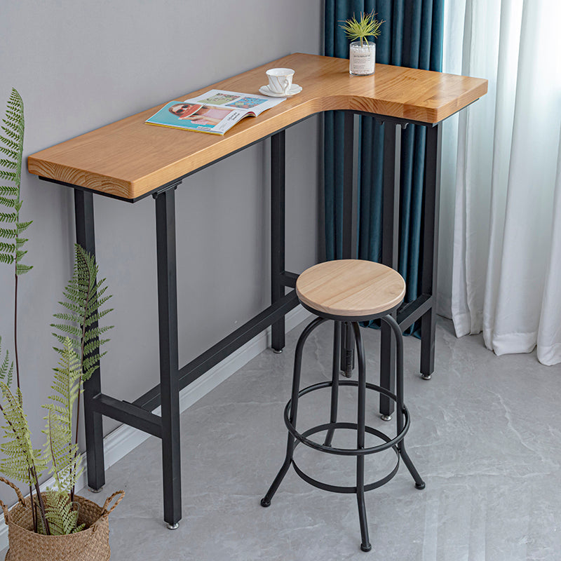 Industrial Black Iron Bar Table Wood Specialty Top 41.3"H Bistro Table for Living Room 47"L x 39"W x 41"H Without Chairs Clearhalo 'Bar Furniture' 'Bar Tables' 'bar_tables' 'furn' 'furn_bar_tables' 'Furniture' 'furniture_bar_tables' 'Kitchen & Dining Furniture' 4393352