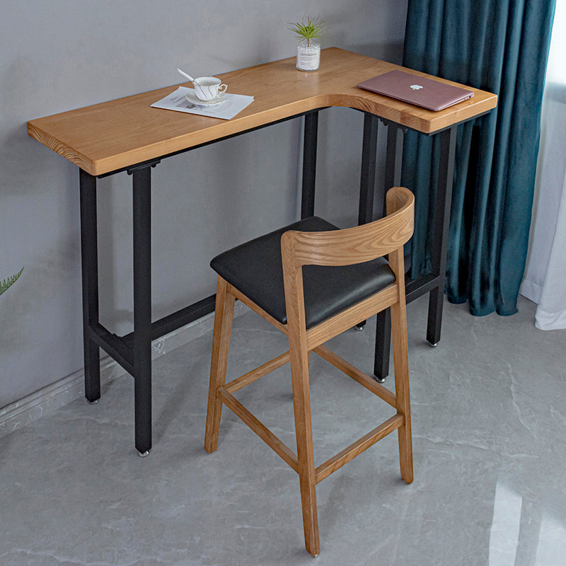 Industrial Black Iron Bar Table Wood Specialty Top 41.3"H Bistro Table for Living Room 55"L x 31"W x 41"H Without Chairs Clearhalo 'Bar Furniture' 'Bar Tables' 'bar_tables' 'furn' 'furn_bar_tables' 'Furniture' 'furniture_bar_tables' 'Kitchen & Dining Furniture' 4393353