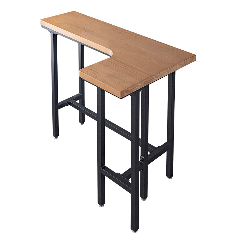Industrial Black Iron Bar Table Wood Specialty Top 41.3"H Bistro Table for Living Room 55"L x 39"W x 41"H Without Chairs Clearhalo 'Bar Furniture' 'Bar Tables' 'bar_tables' 'furn' 'furn_bar_tables' 'Furniture' 'furniture_bar_tables' 'Kitchen & Dining Furniture' 4393356