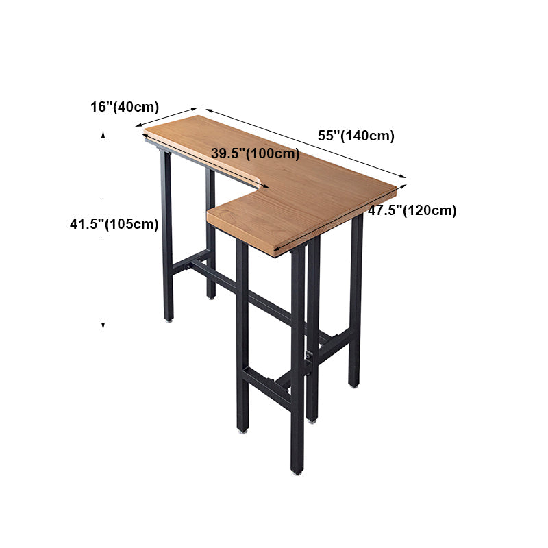 Industrial Black Iron Bar Table Wood Specialty Top 41.3"H Bistro Table for Living Room Clearhalo 'Bar Furniture' 'Bar Tables' 'bar_tables' 'furn' 'furn_bar_tables' 'Furniture' 'furniture_bar_tables' 'Kitchen & Dining Furniture' 4393362