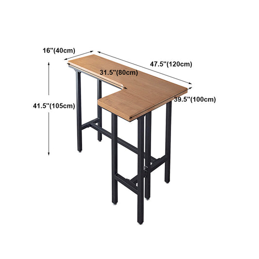 Industrial Black Iron Bar Table Wood Specialty Top 41.3"H Bistro Table for Living Room Clearhalo 'Bar Furniture' 'Bar Tables' 'bar_tables' 'furn' 'furn_bar_tables' 'Furniture' 'furniture_bar_tables' 'Kitchen & Dining Furniture' 4393363