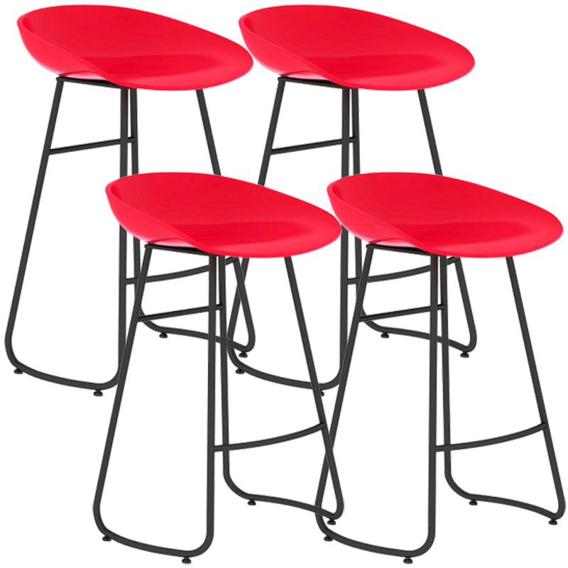 Simple Iron Low Back Barstool Nordic Indoor Tall Stool with Bucket Seat Red 4 Piece Set Counter Stool(26"H) Clearhalo 'Bar Furniture' 'Bar Stools' 'bar_stools' 'furn' 'furn_bar_stools' 'furniture_bar_stools' 'Kitchen & Dining Furniture' 'kitchen&dining_furn' 'kitchen' 'kitchen_furn' Furniture' 4393379