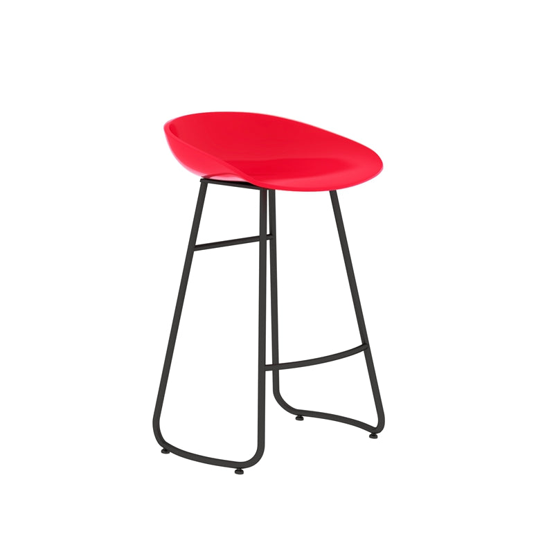 Simple Iron Low Back Barstool Nordic Indoor Tall Stool with Bucket Seat Red 1 Piece Counter Stool(26"H) Clearhalo 'Bar Furniture' 'Bar Stools' 'bar_stools' 'furn' 'furn_bar_stools' 'furniture_bar_stools' 'Kitchen & Dining Furniture' 'kitchen&dining_furn' 'kitchen' 'kitchen_furn' Furniture' 4393381