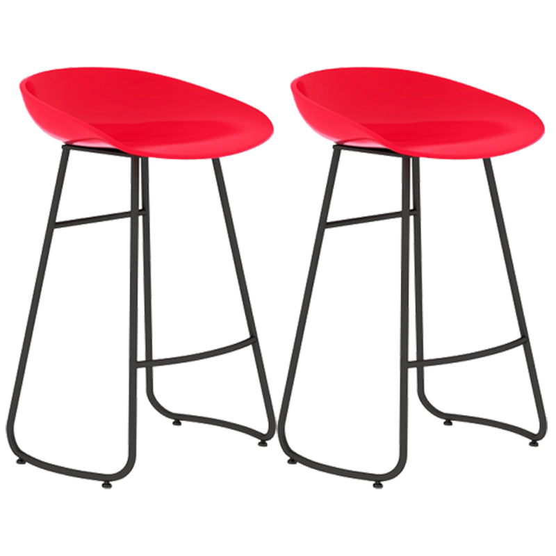 Simple Iron Low Back Barstool Nordic Indoor Tall Stool with Bucket Seat Red 2 Piece Set Counter Stool(26"H) Clearhalo 'Bar Furniture' 'Bar Stools' 'bar_stools' 'furn' 'furn_bar_stools' 'furniture_bar_stools' 'Kitchen & Dining Furniture' 'kitchen&dining_furn' 'kitchen' 'kitchen_furn' Furniture' 4393383