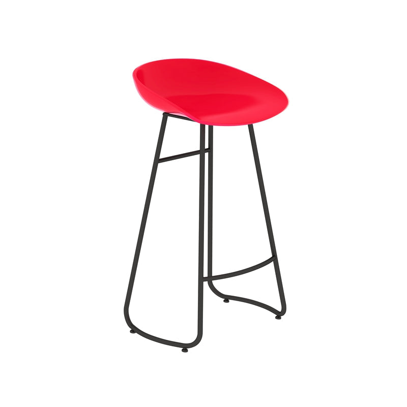 Simple Iron Low Back Barstool Nordic Indoor Tall Stool with Bucket Seat Red 1 Piece Bar Stool(30"H) Clearhalo 'Bar Furniture' 'Bar Stools' 'bar_stools' 'furn' 'furn_bar_stools' 'furniture_bar_stools' 'Kitchen & Dining Furniture' 'kitchen&dining_furn' 'kitchen' 'kitchen_furn' Furniture' 4393387
